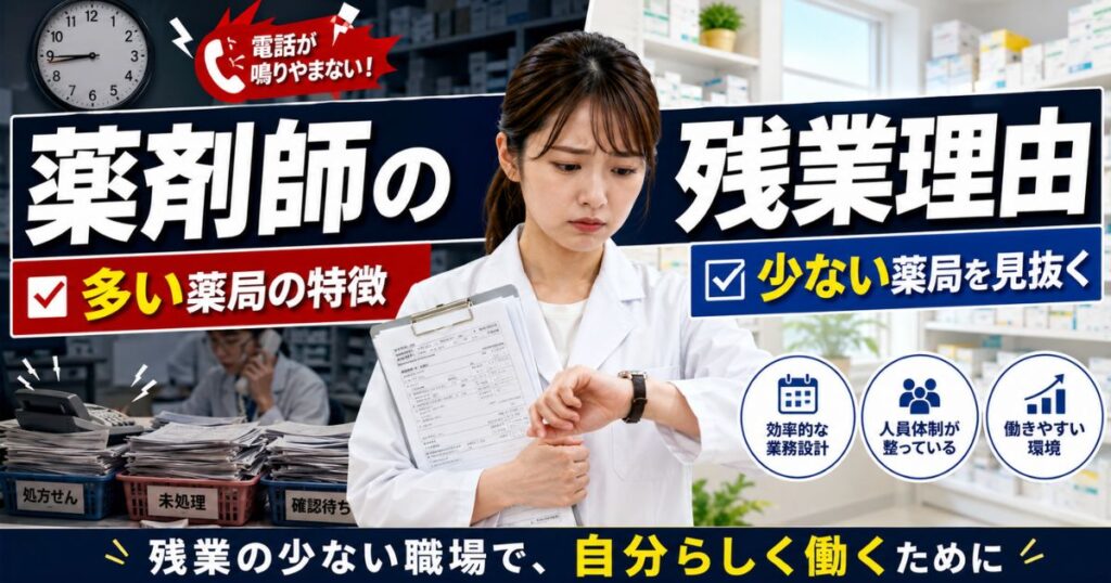 薬剤師の残業理由｜多い薬局の特徴と少ない薬局を転職前に見抜く