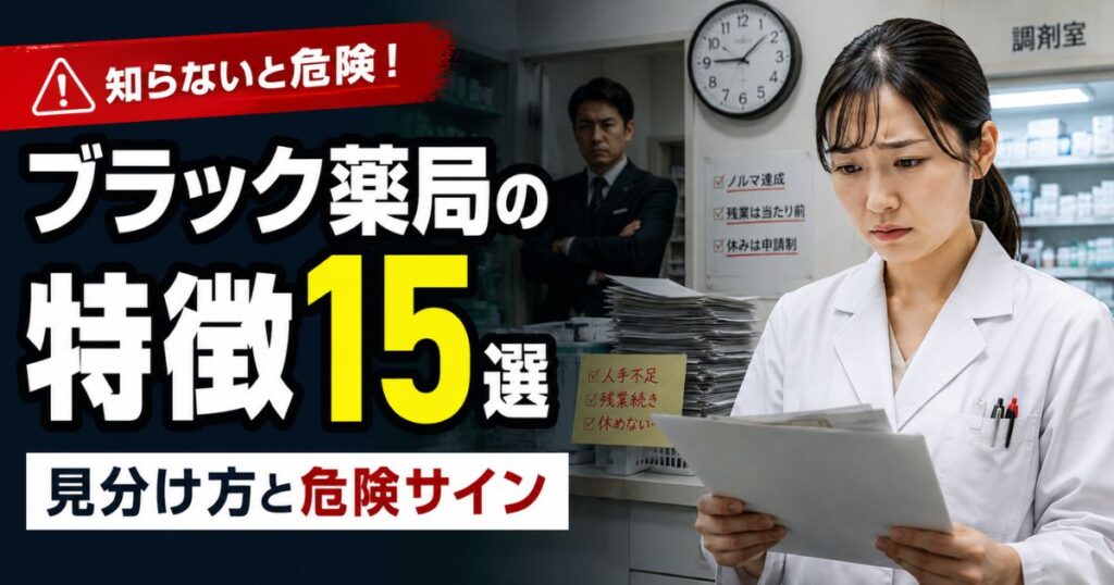 ブラック薬局の特徴15選|薬剤師が見分ける方法と辞める判断基準