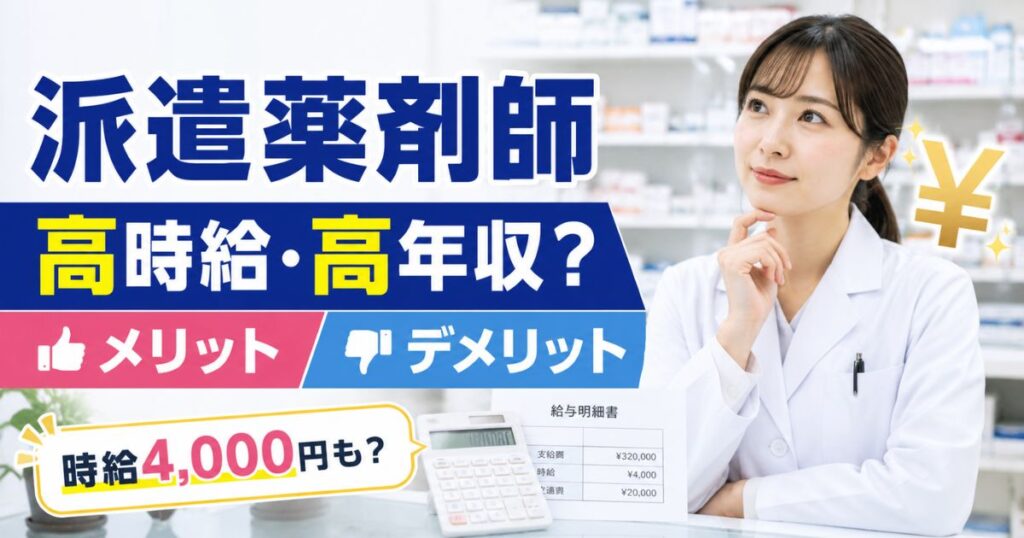 派遣薬剤師は高時給で高年収?メリット・デメリットを解説