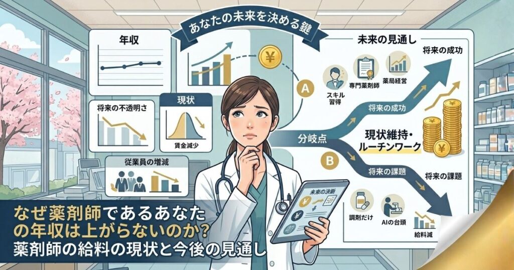 なぜ薬剤師であるあなたの年収は上がらないのか？薬剤師の給料の現状と今後の見通し