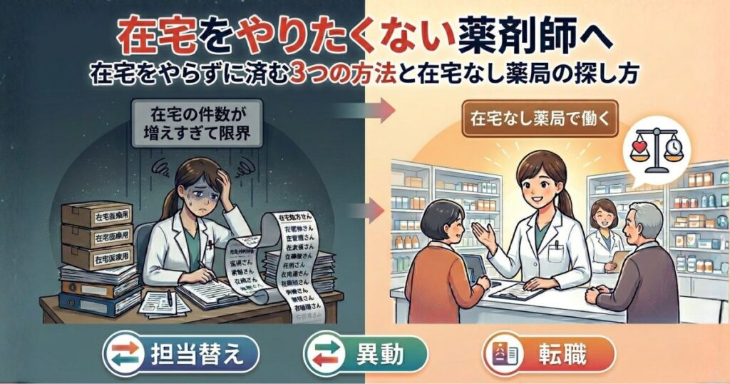 在宅をやりたくない薬剤師へ｜在宅をやらずに済む3つの方法と在宅なし薬局の探し方
