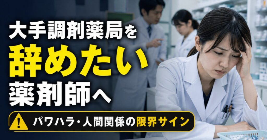 大手調剤薬局を辞めたい薬剤師へ｜パワハラ・人間関係の限界サイン