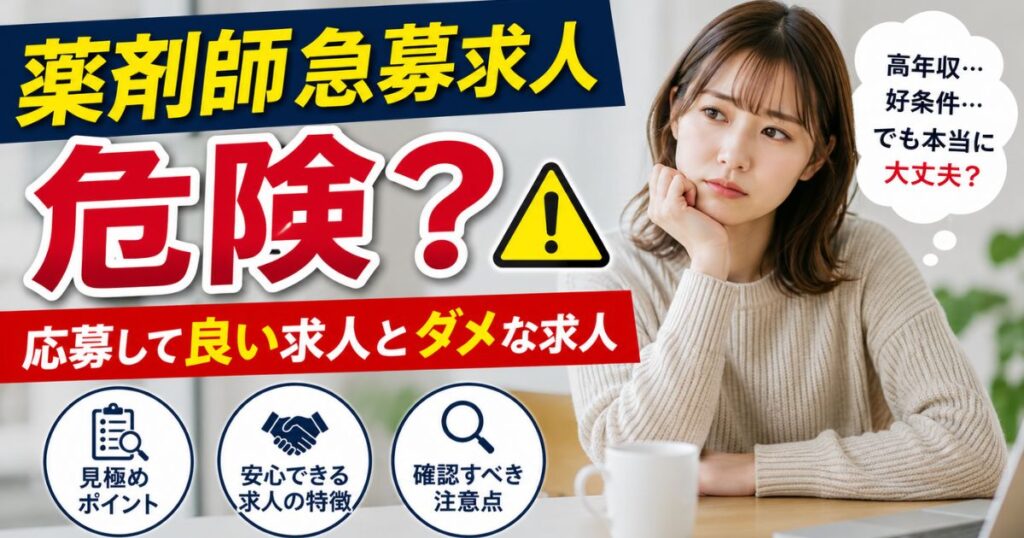 薬剤師急募求人は危険？応募して良い求人とダメな求人