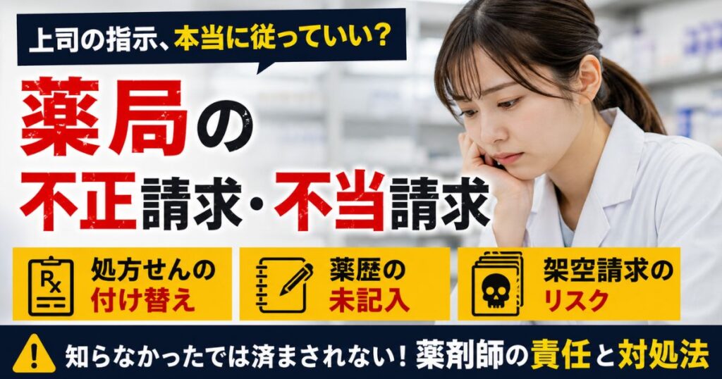 薬局の不正請求・不当請求とは？処方せん付け替えと薬歴未記入のリスク