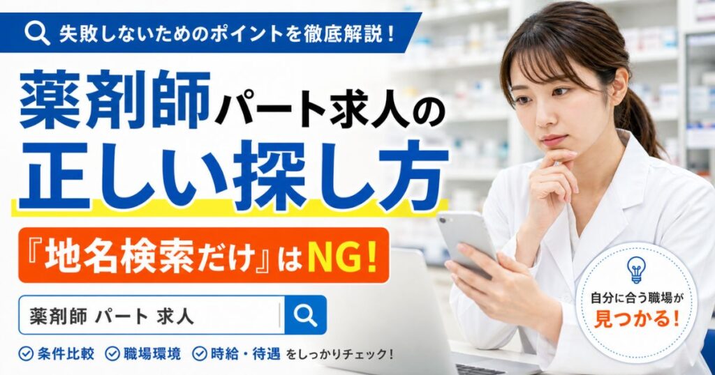 薬剤師パート求人の探し方|地名検索だけで探すと損する理由