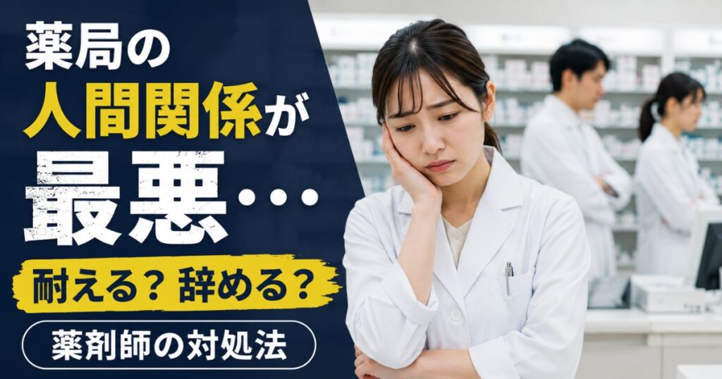 薬局の人間関係が最悪で辛い薬剤師へ|耐える?辞める?限界サインと対処法
