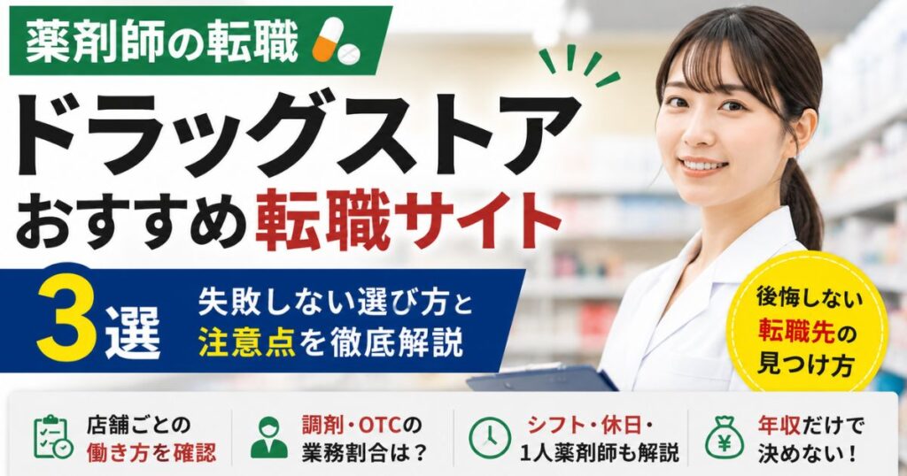薬剤師がドラッグストアへ転職するなら？おすすめ転職サイト3選と注意点