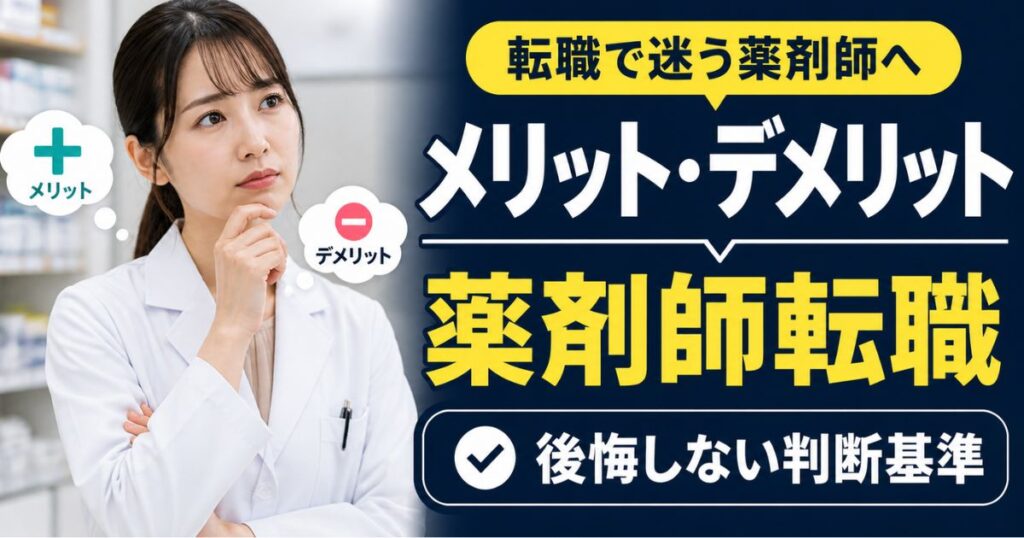 【薬剤師が転職するメリットとデメリット】どちらが大きい？徹底比較