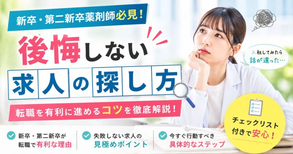 新卒・第二新卒薬剤師の転職|辞めたい時の求人選びと失敗回避ガイド
