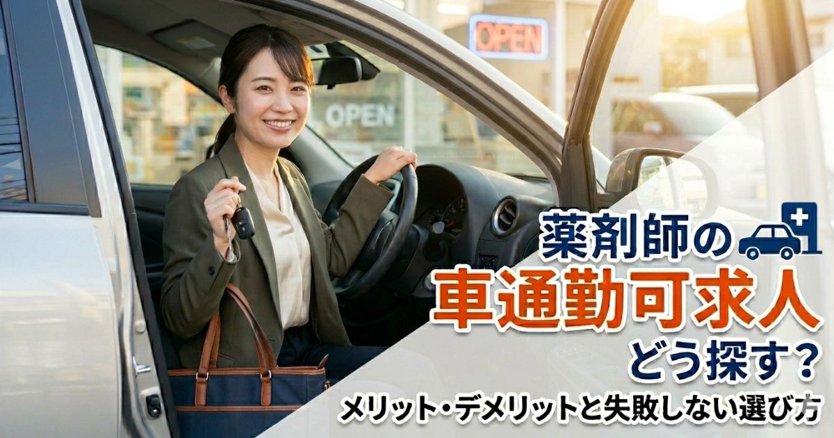 薬剤師の車通勤可求人はどう探す？メリット・デメリットと失敗しない選び方