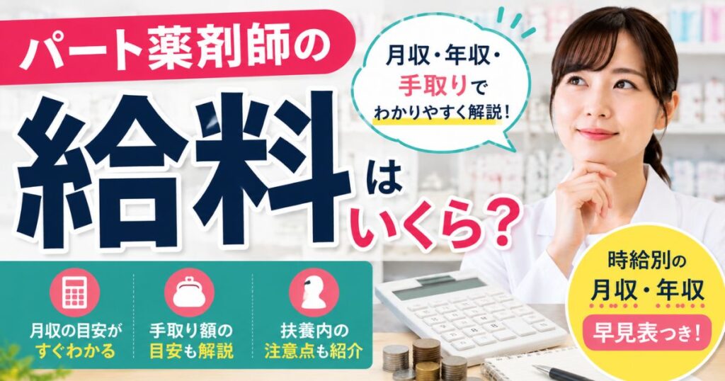 パート薬剤師の給料はいくら？月収・年収・手取りを解説