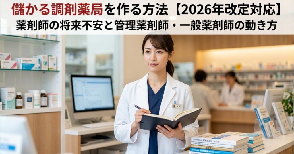 儲かる調剤薬局を作る方法【2026年改定対応】薬剤師の将来不安と管理薬剤師・一般薬剤師の動き方