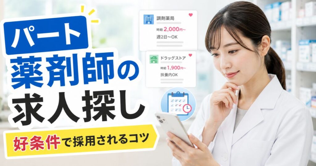 パート薬剤師の求人探しは薬剤師転職サイトで｜好条件で採用されるコツ