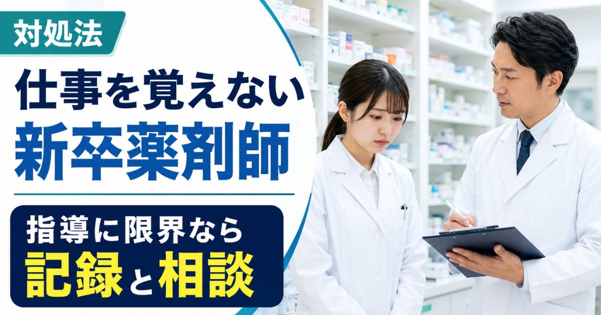 仕事を覚えない新卒薬剤師への対処法|指導に限界なら記録と相談