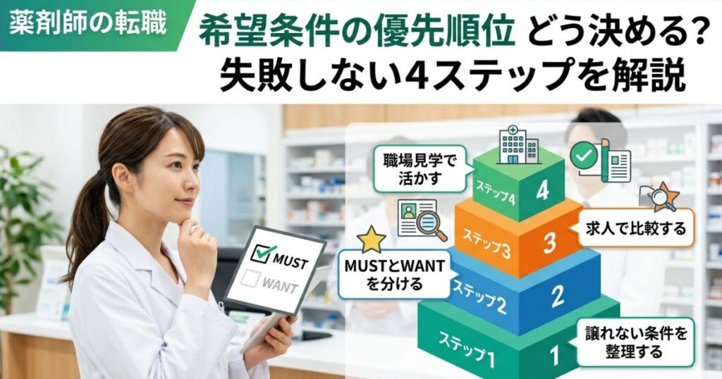薬剤師の転職希望条件の優先順位はどう決める？失敗しない4ステップを解説