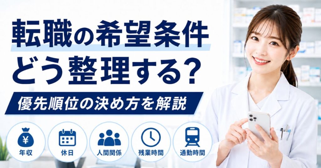 薬剤師転職の希望条件はどう整理する?優先順位の決め方と初回相談での伝え方