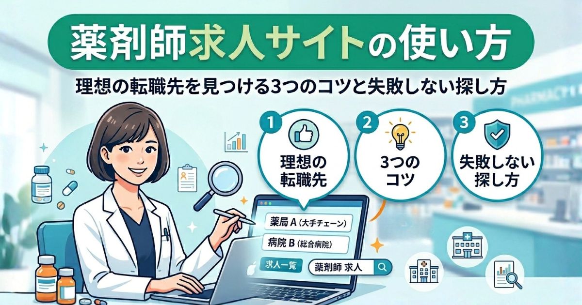薬剤師求人サイトの使い方|理想の転職先を見つける3つのコツと失敗しない探し方