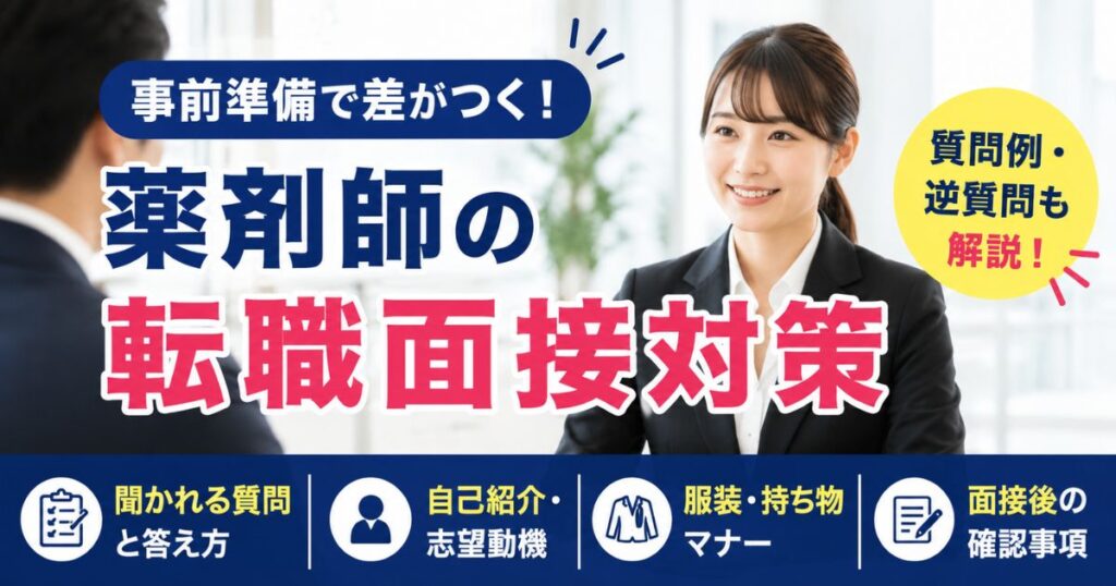 薬剤師の転職面接対策完全ガイド|流れ・質問・逆質問・服装・持ち物