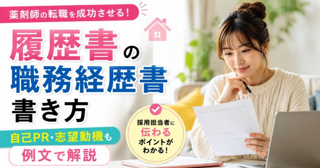 薬剤師の履歴書・職務経歴書の書き方|自己PR・志望動機も例文で解説