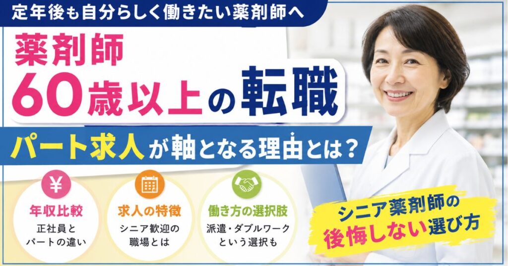 薬剤師60歳以上の転職はパート求人が軸｜定年後の働き方