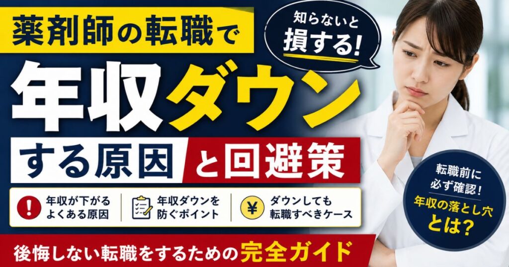薬剤師が転職で年収ダウンする原因と後悔しない回避策