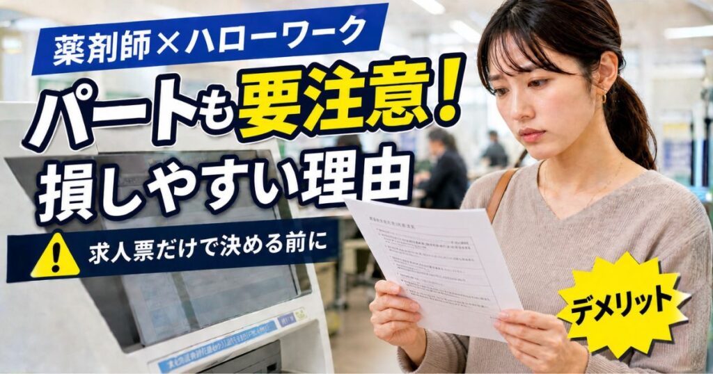 【薬剤師×ハローワーク求人】パートも要注意！損しやすい理由と正しい探し方
