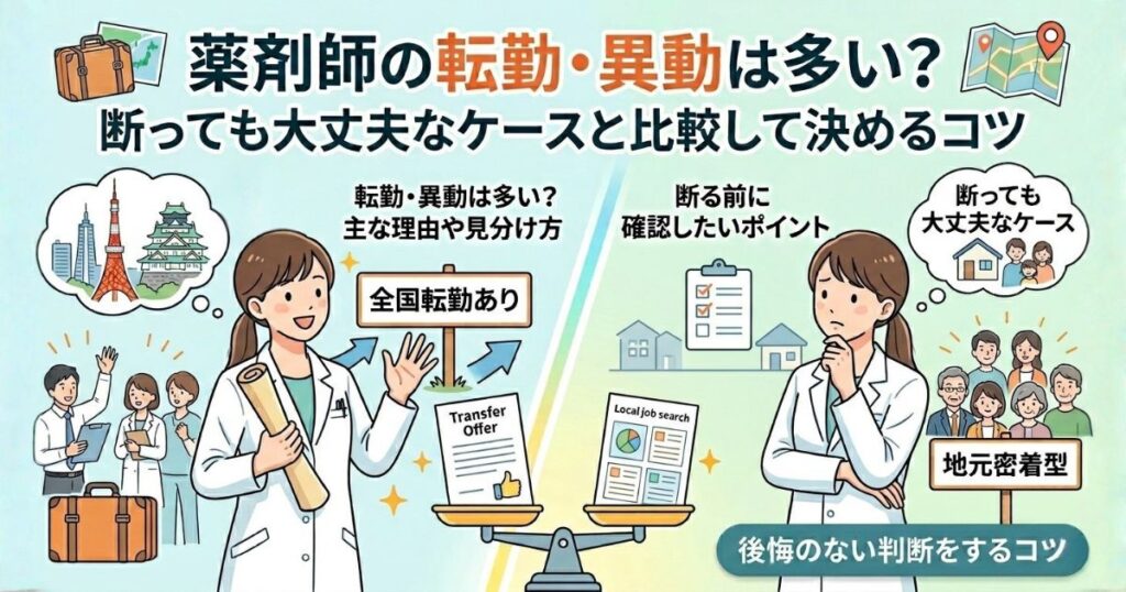 薬剤師の転勤・異動は多い？断っても大丈夫なケースと比較して決めるコツ