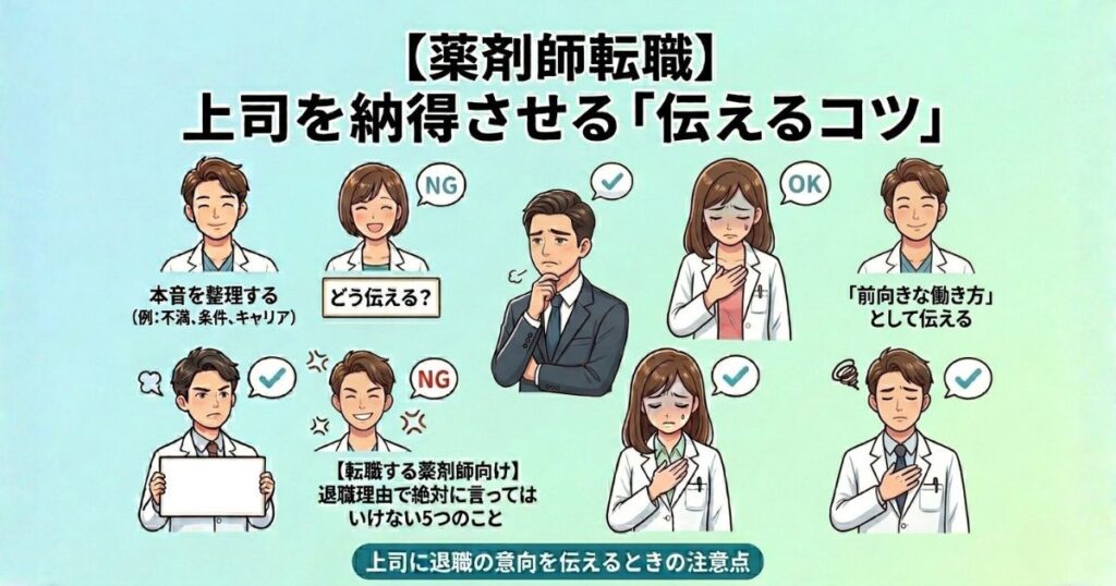 【転職希望の薬剤師向け】簡単に辞められる退職理由7選│上司も納得