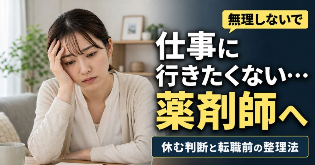 仕事に行きたくない薬剤師へ｜無理しないで。今日やるべきことと今後の考え方