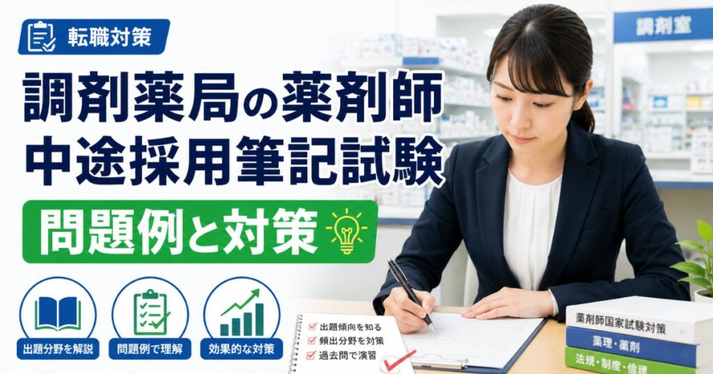 調剤薬局の薬剤師中途採用筆記試験｜問題例と対策調剤薬局の薬剤師中途採用筆記試験｜問題例と対策