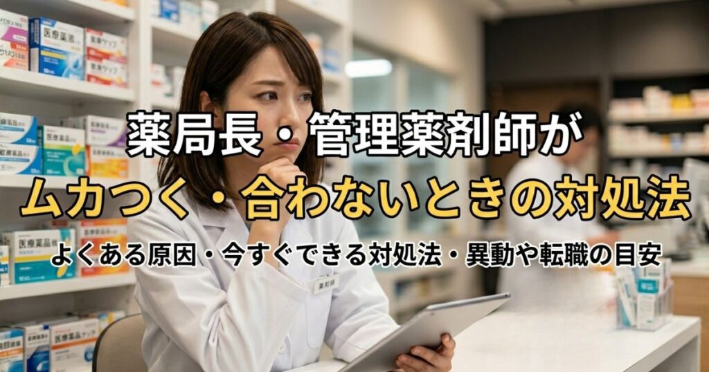管理薬剤師がムカつく・合わないときの対処法｜異動・転職の判断基準も解説
