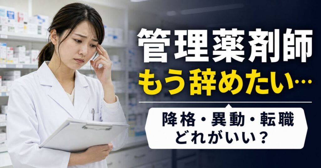 管理薬剤師を辞めたい｜降格・異動・転職どれを選ぶ？