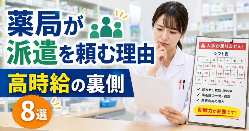 調剤薬局が薬剤師派遣を依頼する理由8選|募集背景と高時給の裏側