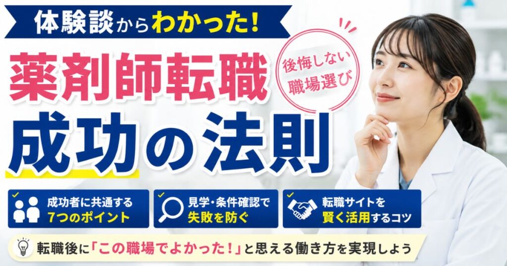 薬剤師転職成功の法則|体験談でわかる後悔しない職場選び