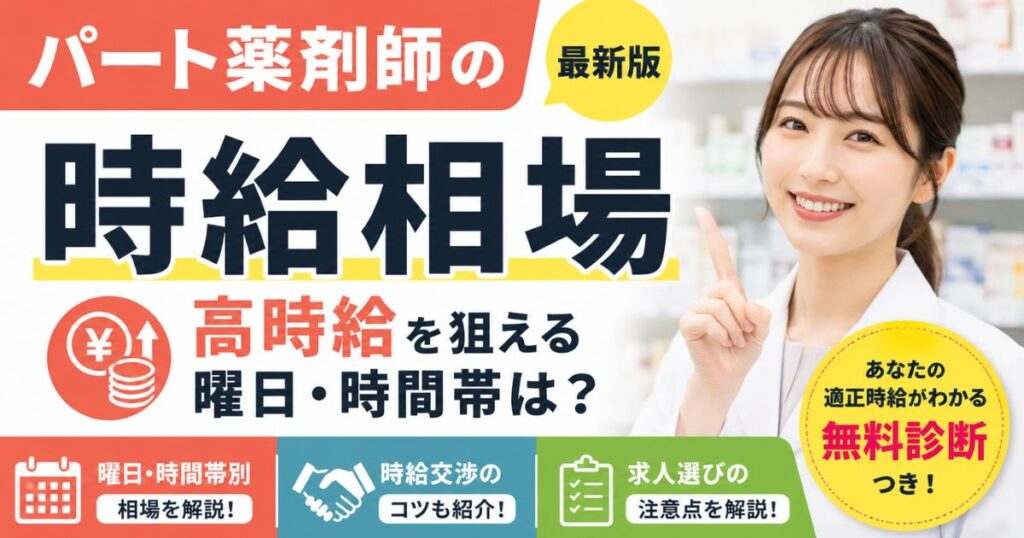 パート薬剤師の時給相場|高時給を狙える曜日・時間帯と交渉術