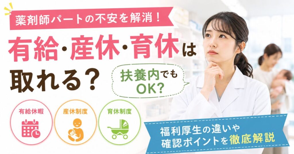 薬剤師パートは有給・産休・育休を取れる?扶養内も解説