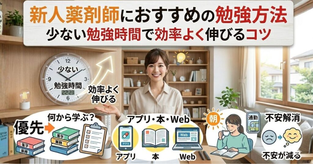 新人薬剤師におすすめの勉強方法|少ない勉強時間で効率よく伸びるコツ