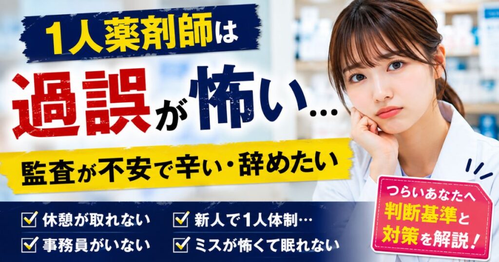 1人薬剤師は過誤が怖い｜監査が不安で辞めたい時の判断基準