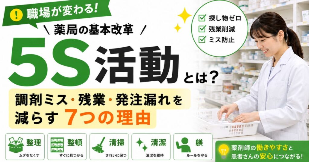 薬局の5S活動とは?整理整頓で調剤ミス・残業・発注漏れを減らせる7つの理由