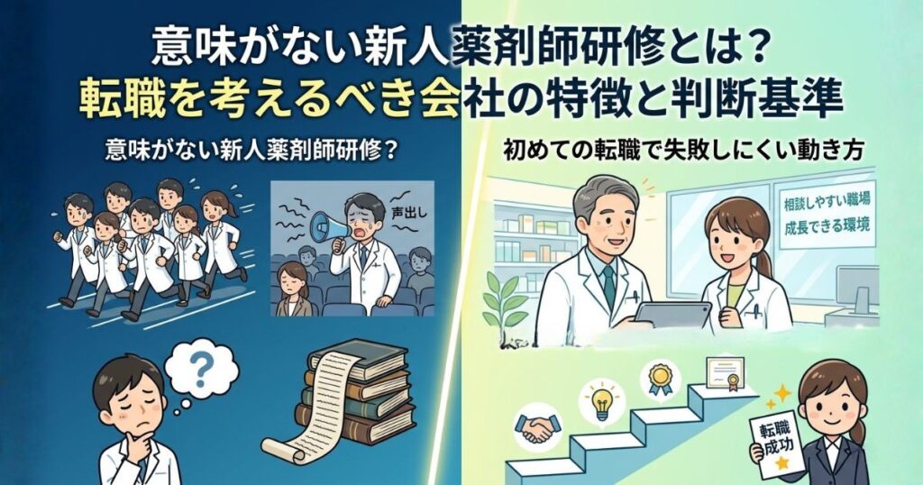 意味がない新人薬剤師研修とは？転職を考えるべき会社の特徴と判断基準