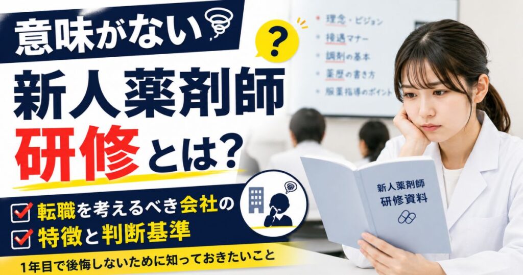 意味がない新人薬剤師研修とは?転職を考えるべき会社の特徴と判断基準