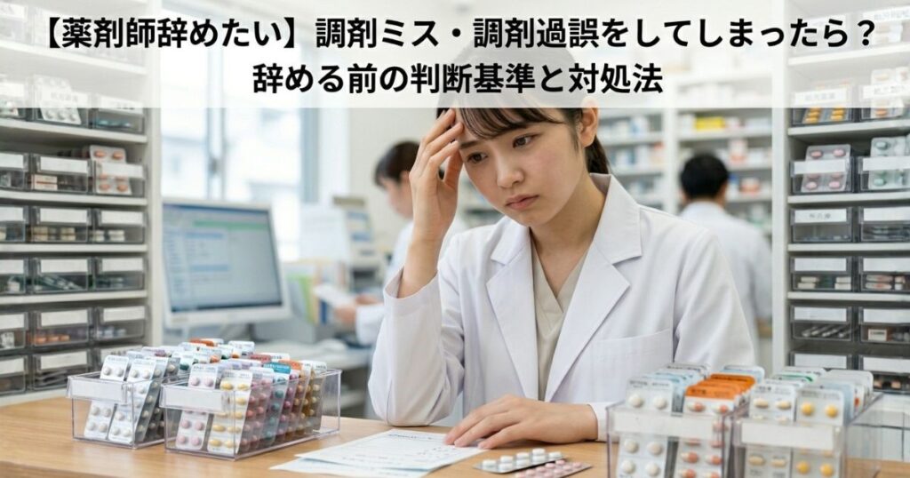 【薬剤師辞めたい】調剤ミス・調剤過誤をしてしまったら？辞める前の判断基準と対処法