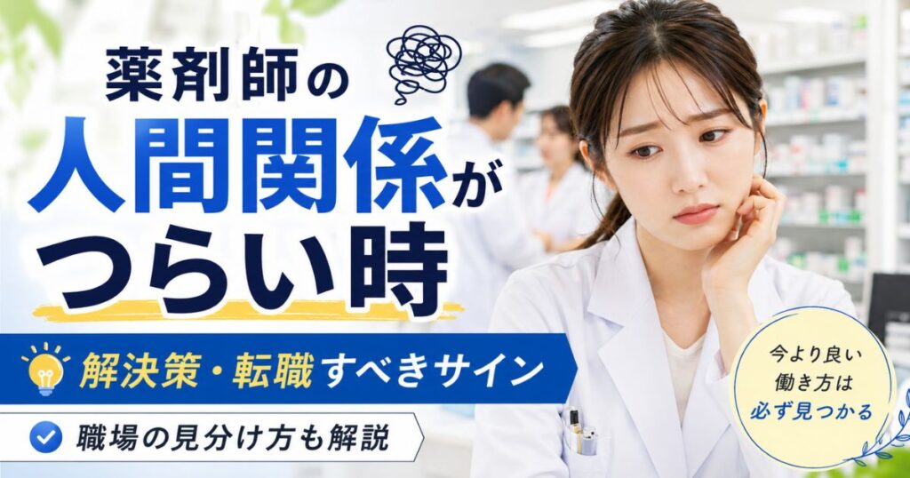 薬剤師の人間関係がつらい時の解決策|転職すべきサインと職場の見分け方