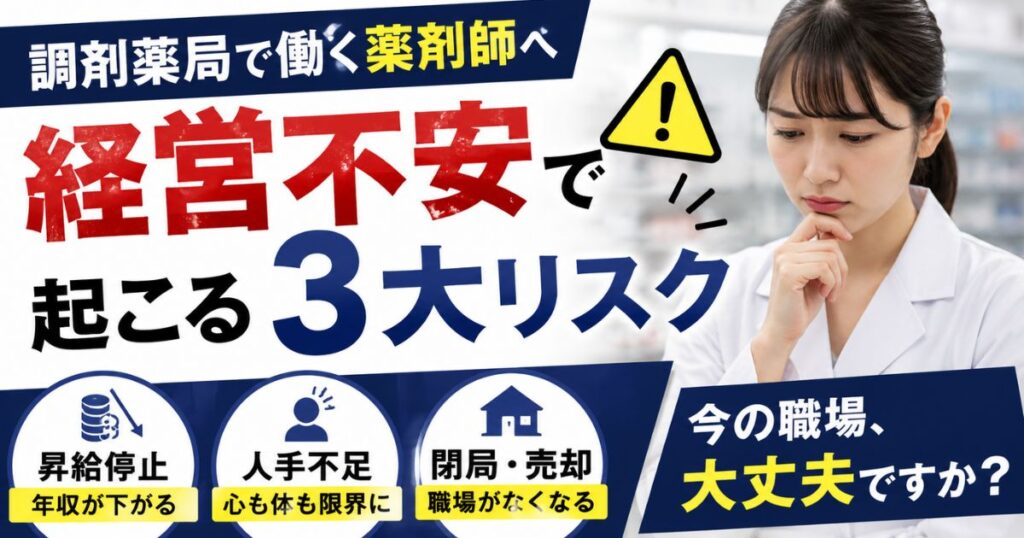 調剤薬局で働く薬剤師の3大リスク｜経営不安の見極め方