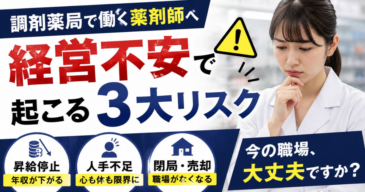 調剤薬局で働く薬剤師の3大リスク｜経営不安の見極め方
