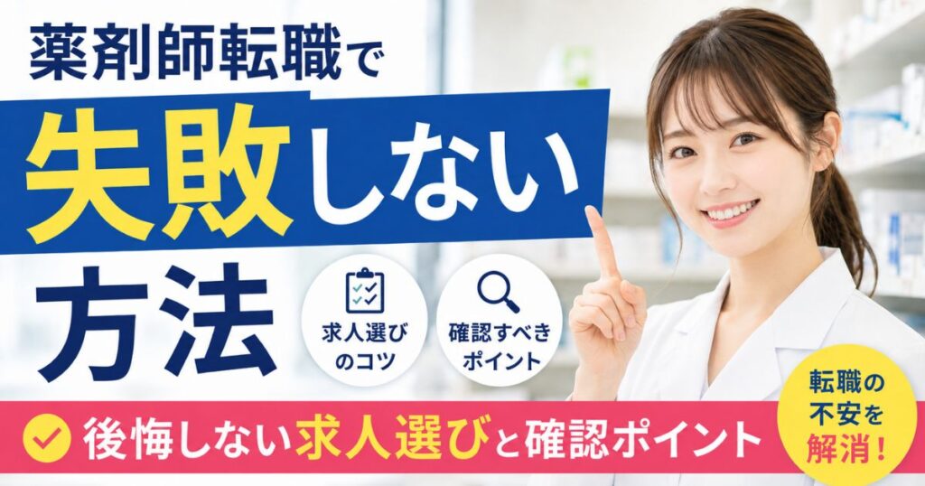 薬剤師転職で失敗しない方法|後悔しない求人選びと確認ポイント