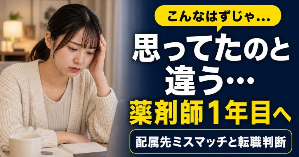 薬剤師1年目「思ってたのと違う」配属先で悩んだら？転職を考えるべき職場の特徴と対処法
