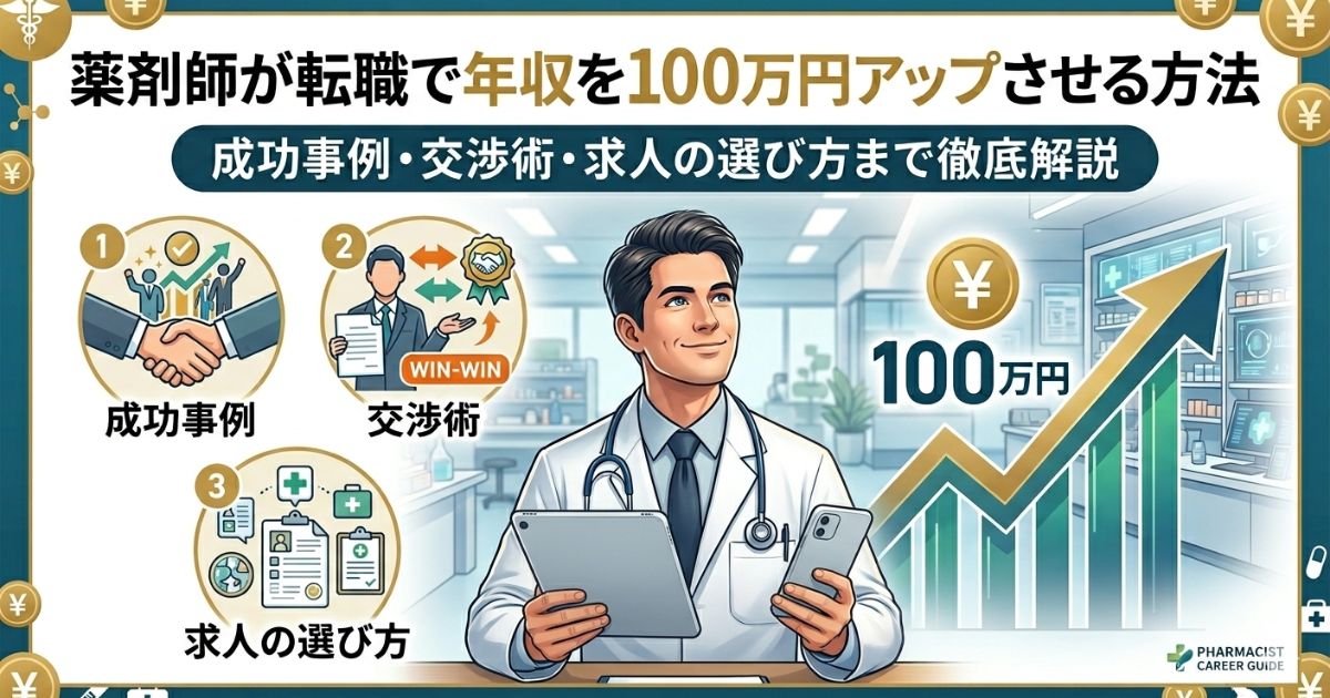 薬剤師が転職で年収を100万円アップさせる方法|成功事例・交渉術・求人の選び方まで徹底解説