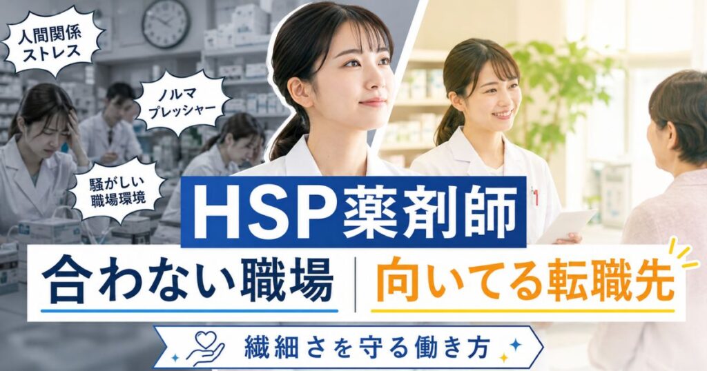 HSP薬剤師に合わない職場・向いてる転職先｜繊細さを守る働き方