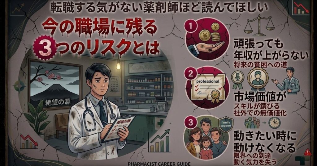 転職する気がない薬剤師ほど読んでほしい｜今の職場に残る3つのリスクとは